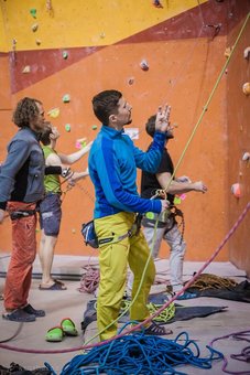 Climbing wall in the Hyperion active recreation center. Relax at a discount