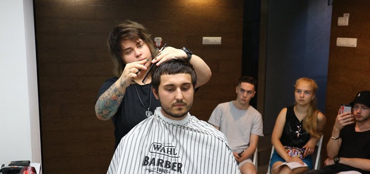 Special offer beard correction and haircut at bench barbershop