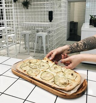 Pizza on special offer from the square