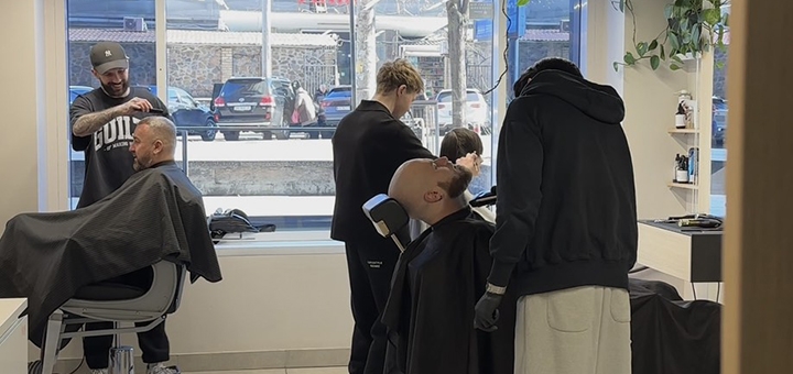 Kim's Barbershop. Visit for a special offer of 9.