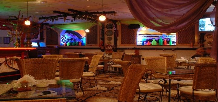 The hall of the restaurant "White Sun of the Desert." Visit by promotion